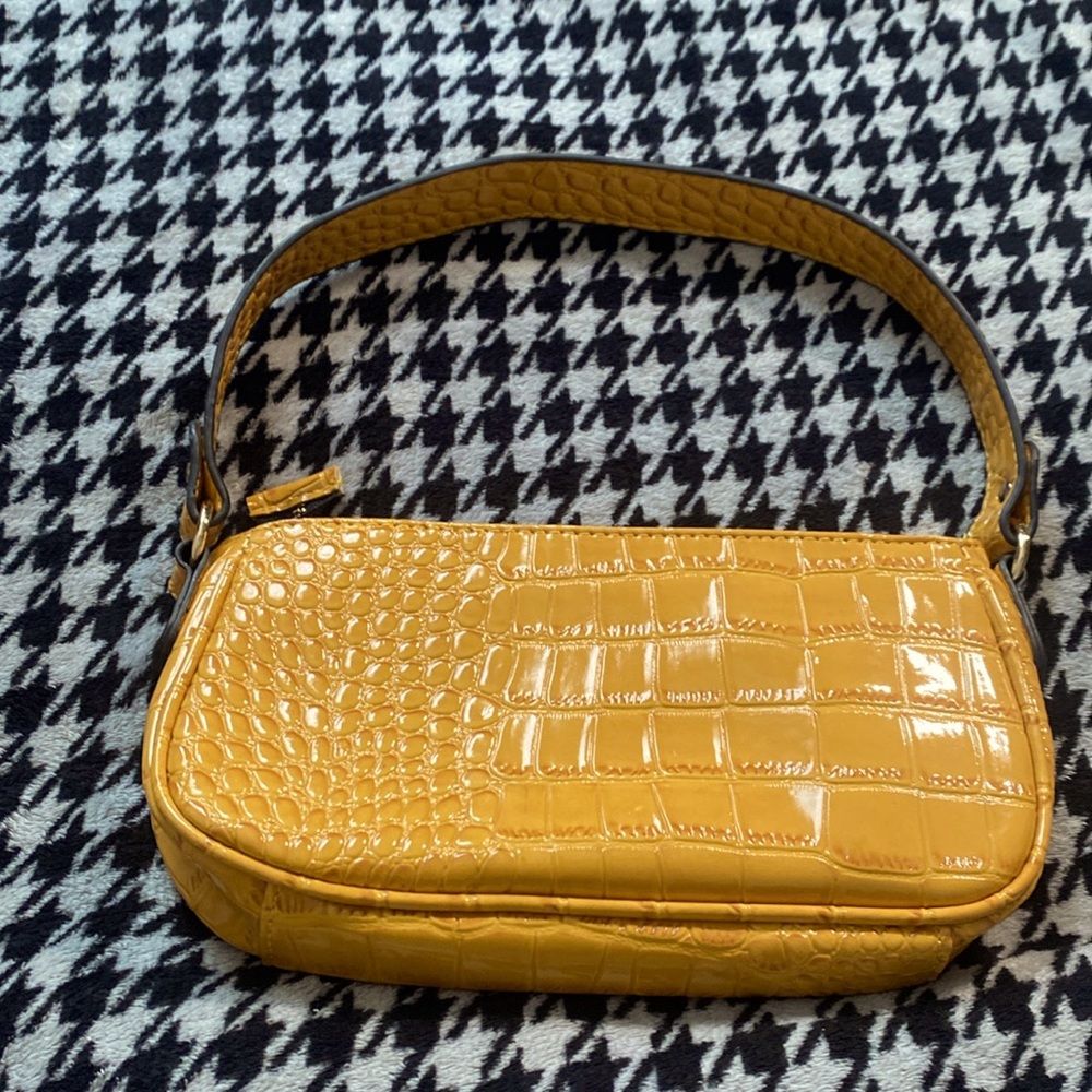 Yellow croc shoulder bag